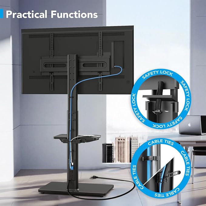 AX WABER Floor TV Stand with Power Outlet& Shelf, Universal TV Stand Mount - Image 7