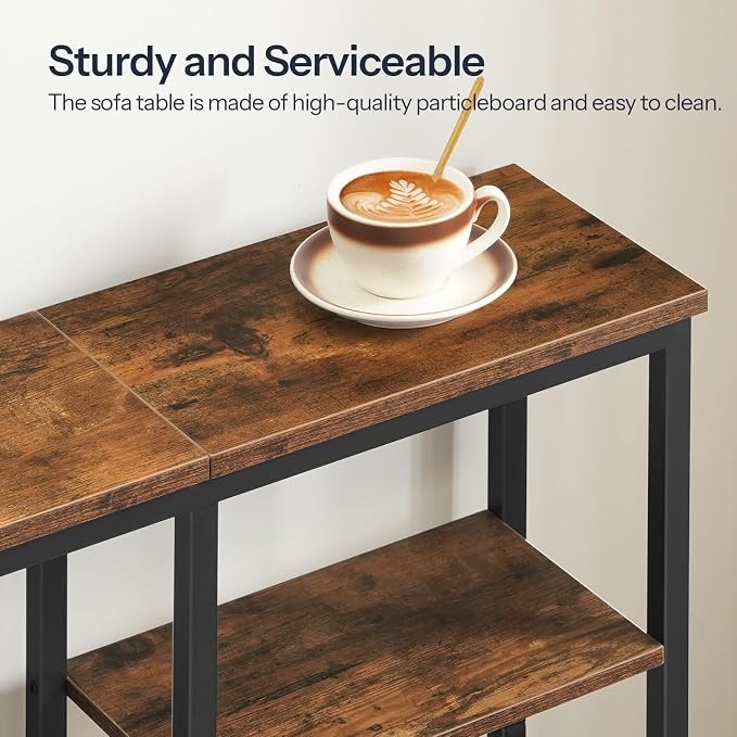 HOOBRO Narrow Console Table, Sofa Table, 4-Tier Industrial Entryway Table - Image 5
