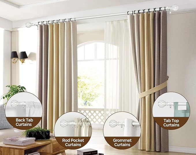 KAMANINA Curtain Rod 32 to 58 Inch, Heavy Duty White Curtain Rods - Image 4