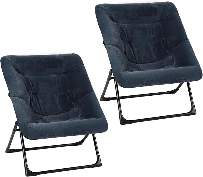 Comfy Saucer Chair for Adults, Soft Faux Fur Bedroom Chair, Accent Dorm Chairs by MordchilHF