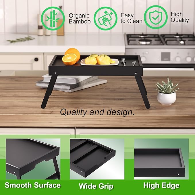 Fibogollo 2 Pack Bamboo Bed Tray Table - Image 4