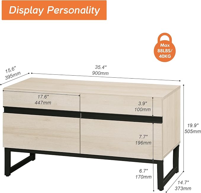 WAMPAT Modern TV Stand for 26-40 Inch TVs, Wood Entertainment Center - Image 2