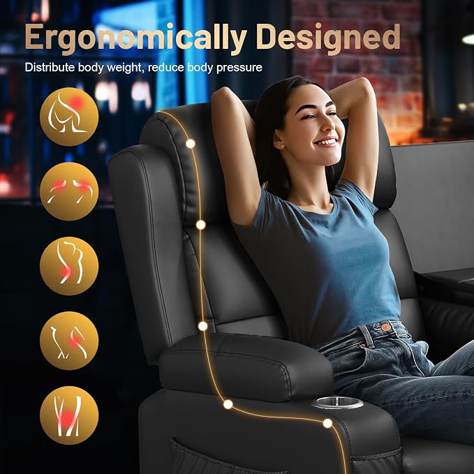 3-Seater Loveseat Recliner Sofa, Home Theater Seating Reclining Couch - Image 5