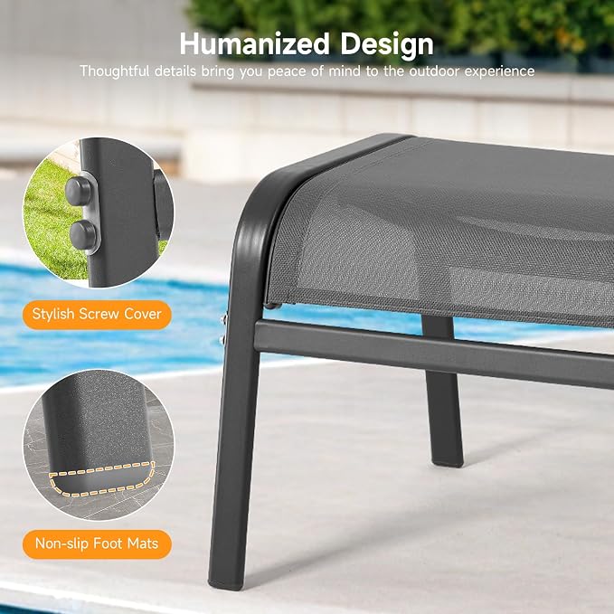 ONBRILL Outdoor Ottoman Set of 2, All Weather Outdoor Foot Stool - Image 7