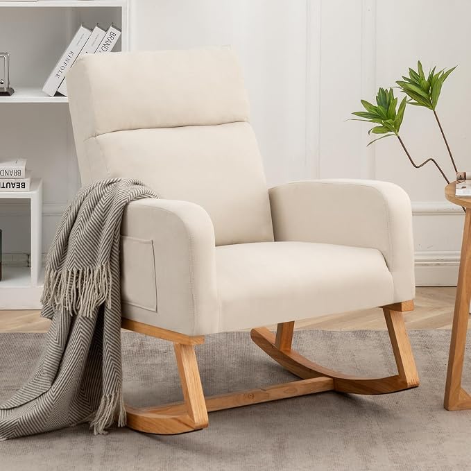 HCHAIRH Rocking Chair Nursery, Upholstered Nursing Rocker Chairs - Image 7