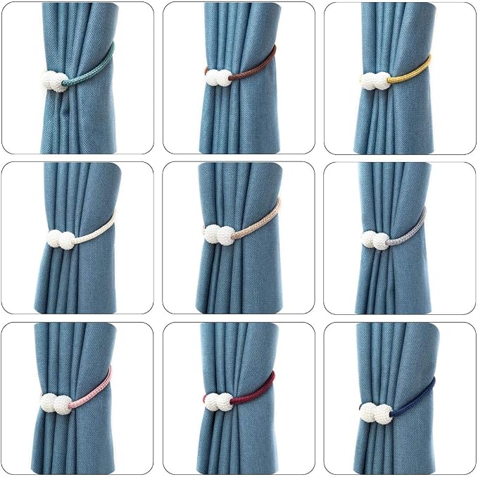 Melaluxe 4 Pack Magnetic Curtain Tiebacks, Decorative Curtain Holdbacks - Image 4