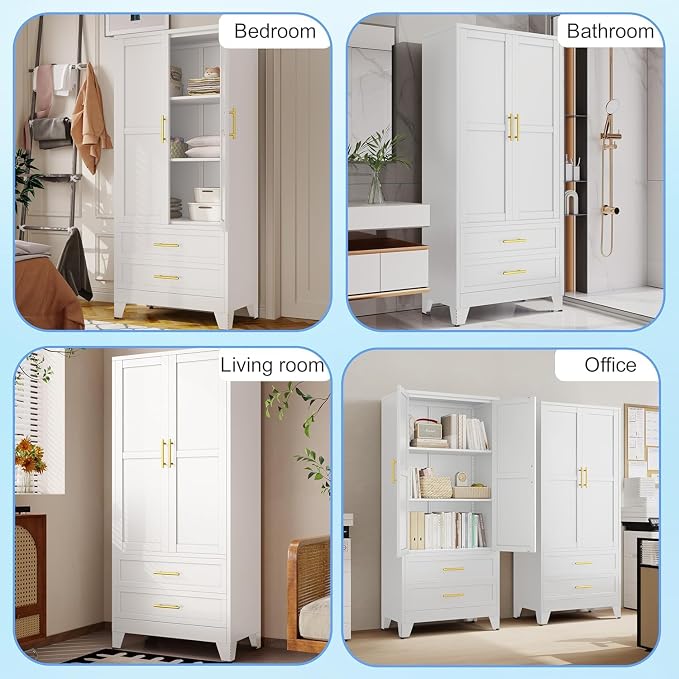 erosoei 71" H Metal Pantry Storage Cabinet, Office File Cabinets - Image 8
