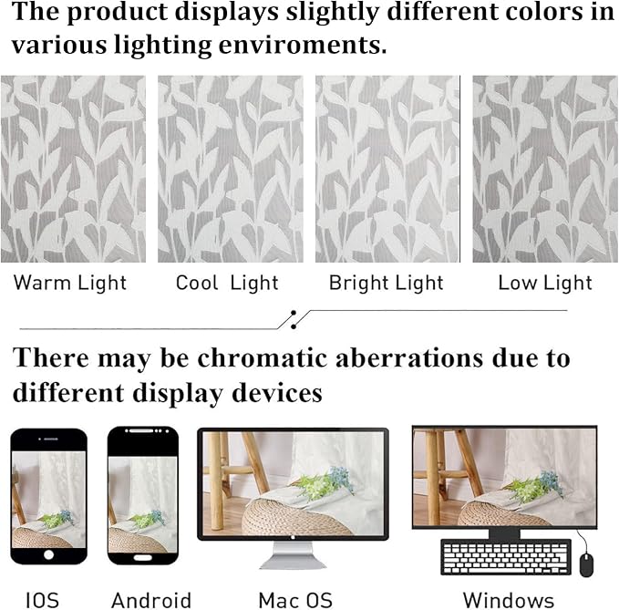 Lecloud Leia Ivory 2 PCS Sheer Kitchen Curtains 30 Inch Length, Breathable Clip - Image 5