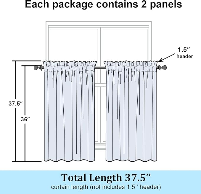 Simplebrand Sage Green Sheer 36 Inch Tier Curtains 2 Panels, Light Filtering - Image 7