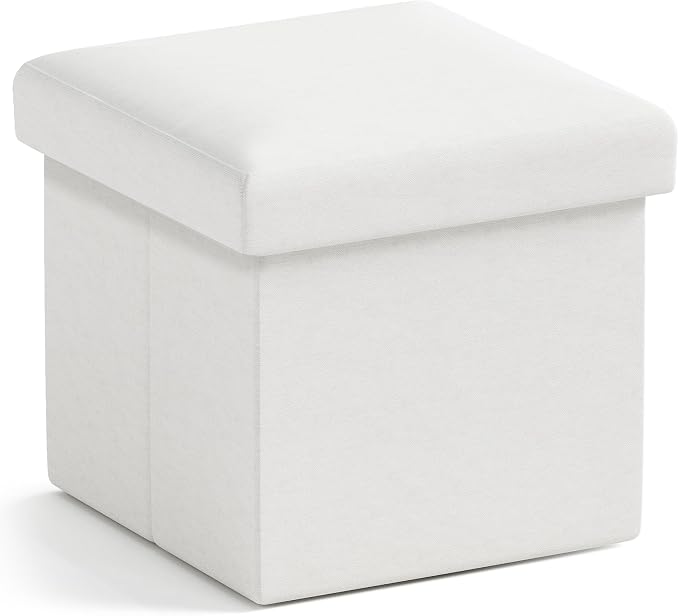 Ornavo Home Small Storage Ottoman Foldable Collapsible Cube Square Linen by OrnavoHome