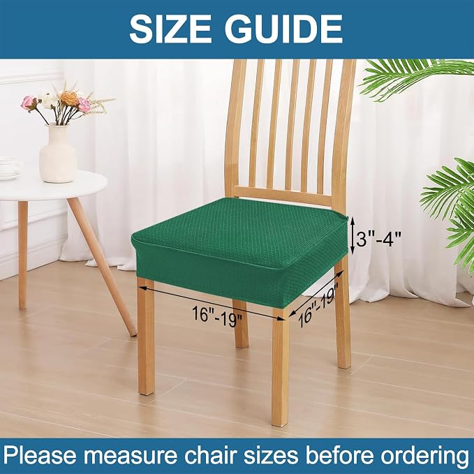Smiry Waterproof Seat Covers for Dining Room Chairs Set of 8, Stretch Jacquard - Image 2