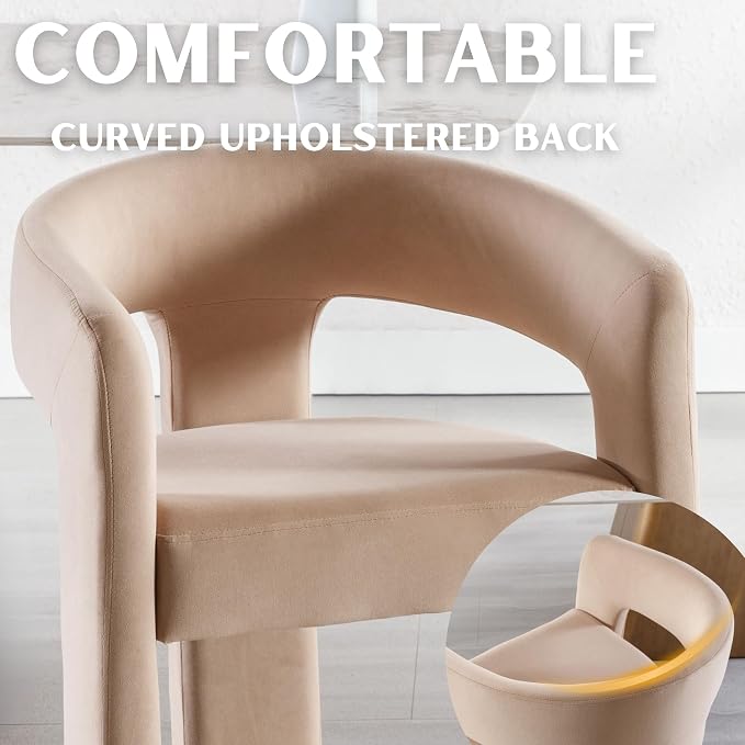 RIVOVA Modern Barrel Dining Chair, Velvet Upholstered Accent Side Chair - Image 4
