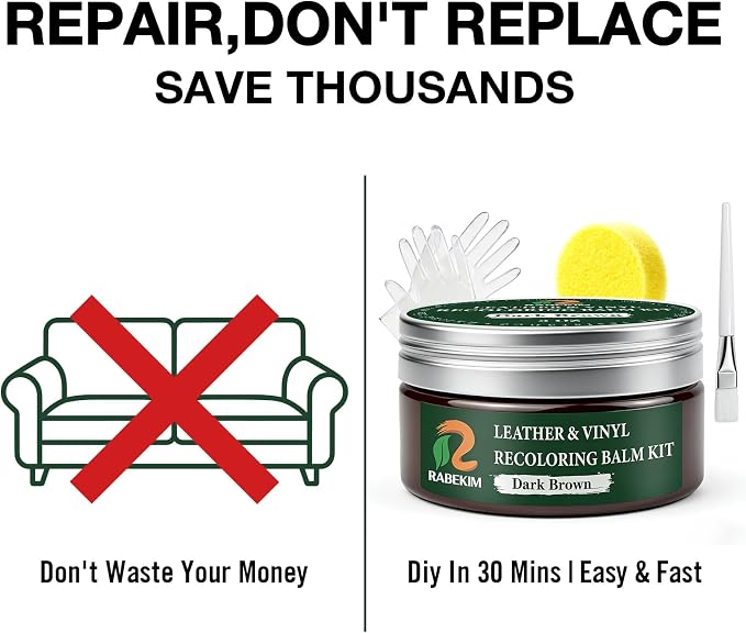 Dark Brown Leather Repair Kit, Leather Recoloring Balm – Restore & Repair Faded - Image 3