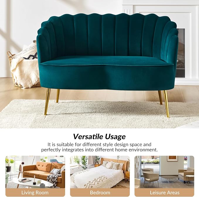 HULALA HOME Velvet Loveseat Sofa - Image 6