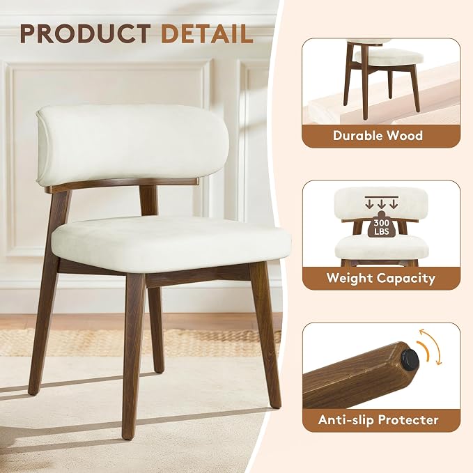 Dining Chairs Set of 4, Modern Upholstered Dining Chairs, Wooden Kitchen Chairs - Image 6