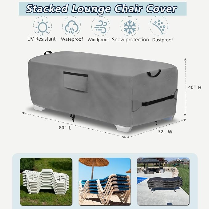 600D Heavy Duty Outdoor Waterproof Lounge Chair Cover - Image 2