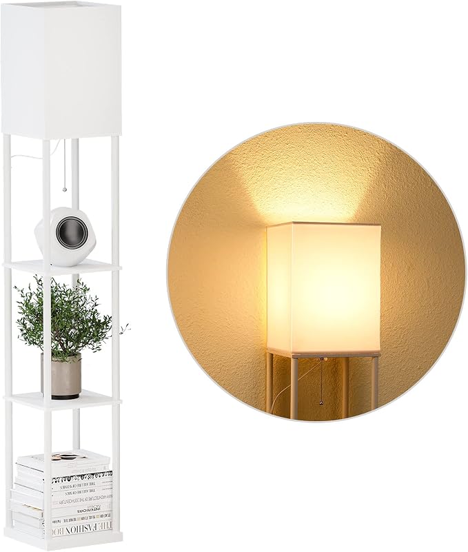 SUNMORY Floor Lamp with Shelves, Modern Square Standing Lamp with 3 Color by SUNMORY