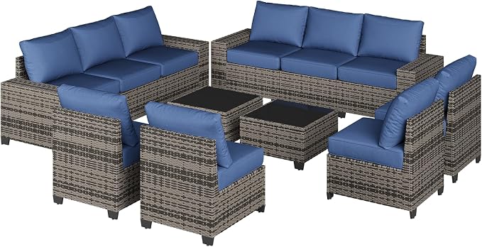 Aoxun Patio Furniture Set, Widen Armrests Wicker Outdoor Sectional - Image 10