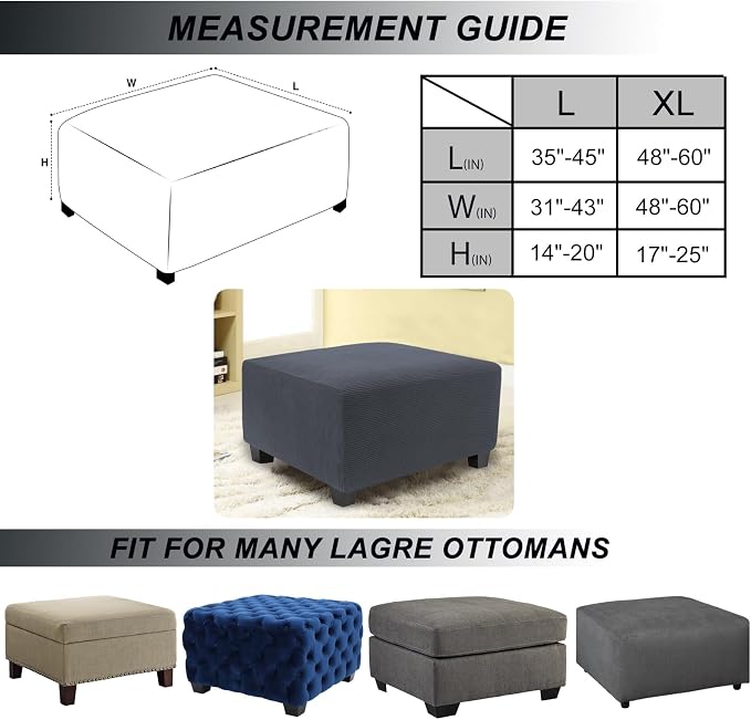 NeColorLife Stretch Ottoman Cover Square Oversized Soft Knitted Jacquard Thick - Image 4