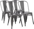 Amazon Basics Metal Dining Chairs, Indoor/Outdoor, 330-Pound Capacity, Dark Gray by AmazonBasics