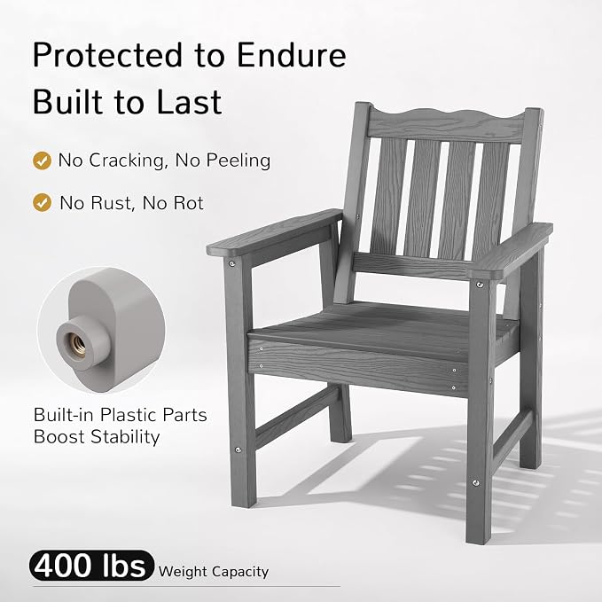 Stoog 3 Piece Outdoor Bench & Outdoor Chairs Set, All-Weather HIPS Patio - Image 6