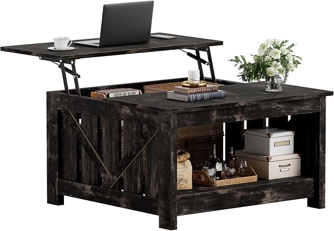 FABATO Lift Top Coffee Table, 31.5" Farmhouse Coffee Tables - Image 8