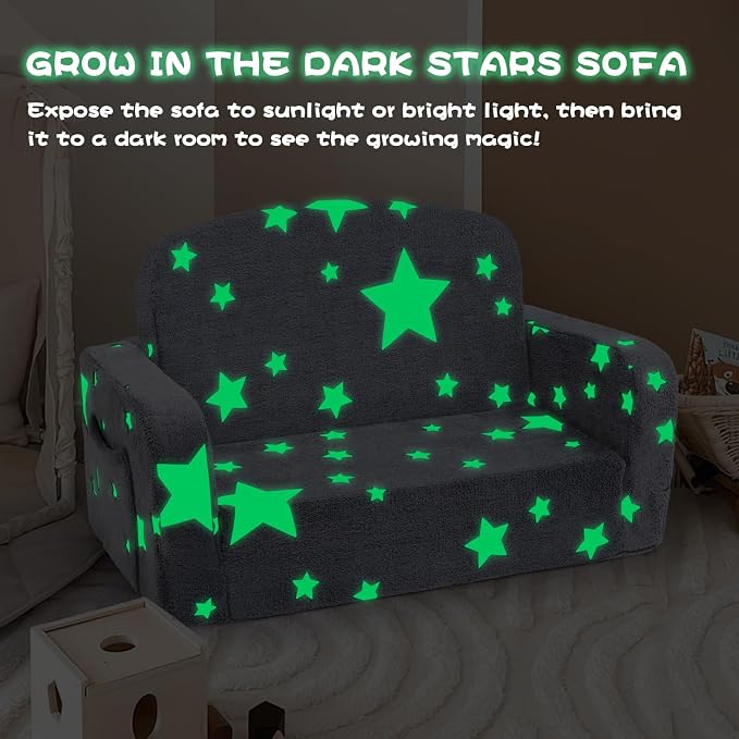 Foryoomi Extra Wide Kids Couch, 2-in-1 Soft Couch - Image 4