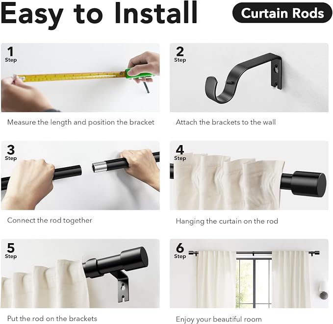 IFELS 2 Pack Heavy Duty Curtain Rods - Image 6