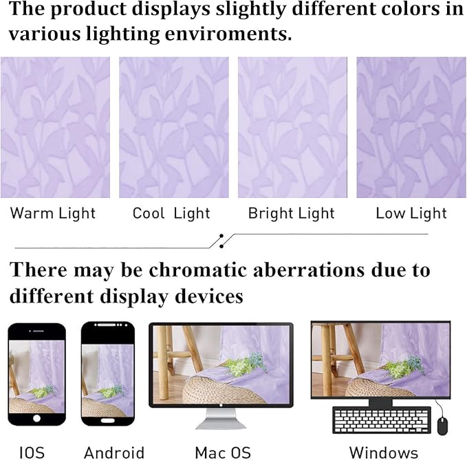 Lecloud Leia Light Purple Sheer Kitchen Curtains 24 Inch Length 2 Panels - Image 4