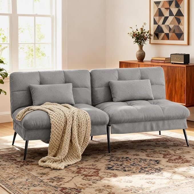 COMHOMA 72″ Futon Sofa Bed, Convertible Fabric Couch - Image 2
