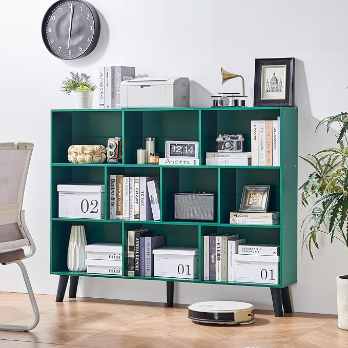 LEYAOYAO 10 Cube Bookshelf, 3 Tier Vintage 55" Wide Bookcase - Image 3