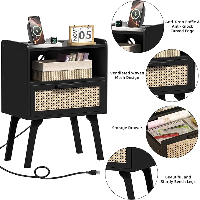 Lerliuo Rattan Nightstands Set of 2 - Image 8