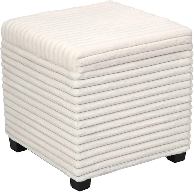 ABHENG 17.7 inches Faux Fur Ottomans Cube by Liveinacomfortablehome