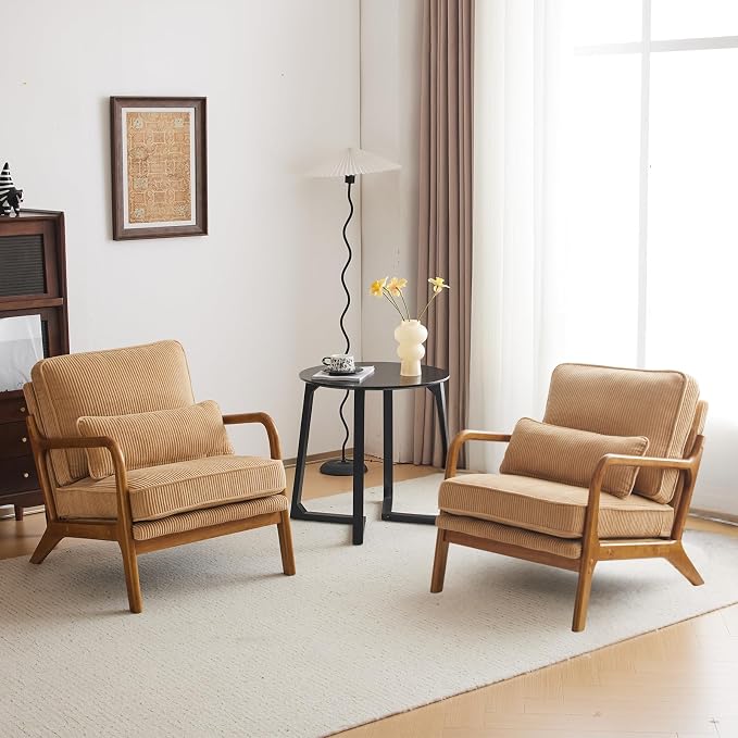 Karl home Mid-Century Modern Accent Chair, Living Room Chairs - Image 7
