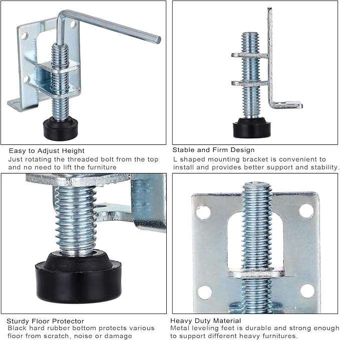 OwnMy 4 Packs Heavy Duty Adjustable Furniture Leveling Feets L Shaped Furniture - Image 5