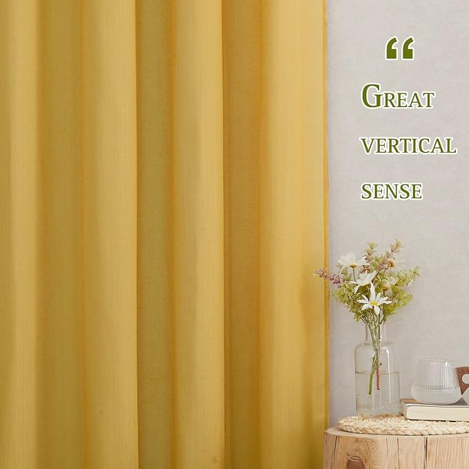 NICETOWN Citrine Linen Curtains 108 inches Long, Grommet Decorative Semi Sheer - Image 5
