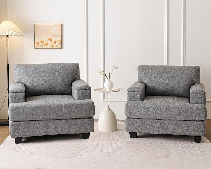 Oversized Living Room Chairs Set of 2, Comfy Accent Chair by Fryruwa