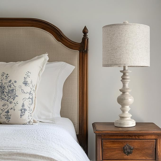 BOBOMOMO 24" Farmhouse Resin Table Lamp Set of 2, Vintage Lamps - Image 4