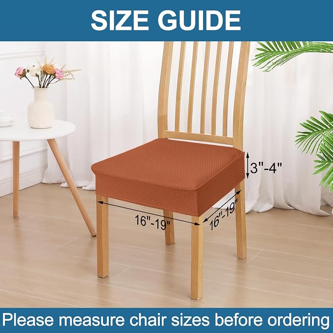 Smiry Waterproof Seat Covers for Dining Room Chairs Set of 4, Stretch Jacquard - Image 2