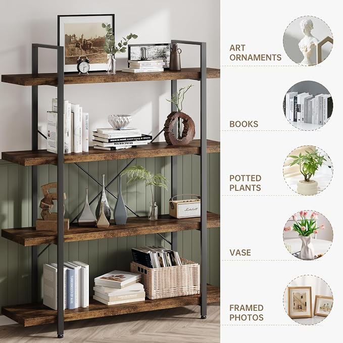 OtterOasis Heavy Duty 4-Tier Industrial Bookcase, 120lbs Shelf Capacity - Image 3