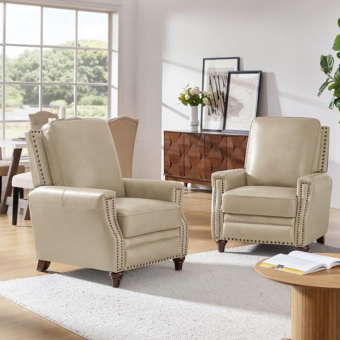 HULALA HOME Genuine Leather Manual Recliner Chair - Image 7