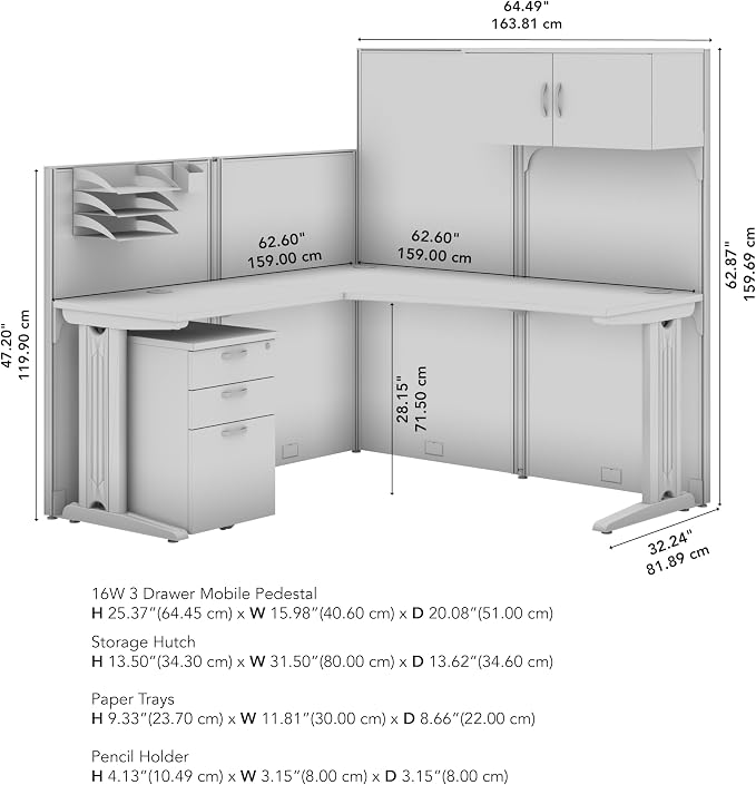 Bush Business Furniture Office in an Hour 65W L Shaped Cubicle Desk - Image 3