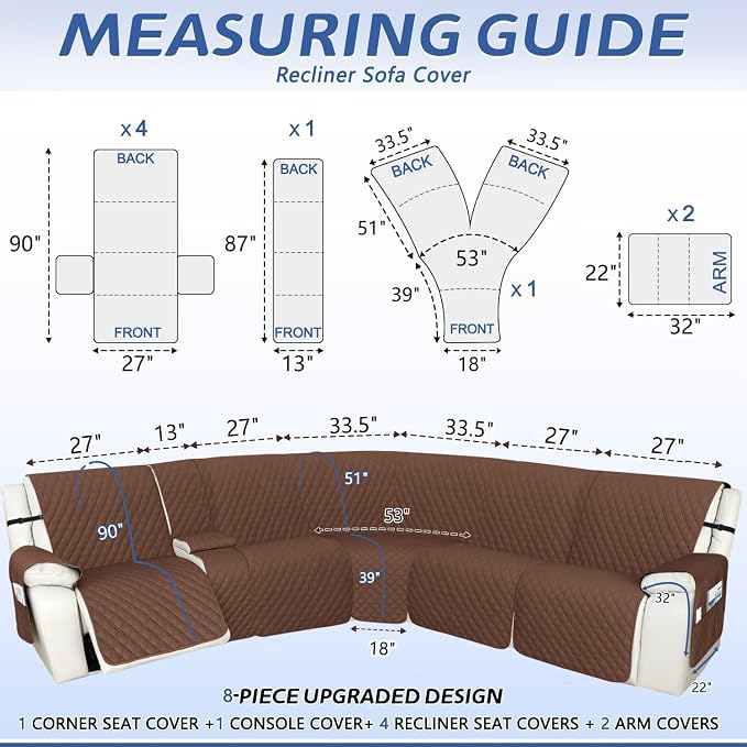 Arfntevss Recliner Sectional Couch Covers 1OO% Waterproof L Shape Sofa Cover - Image 2