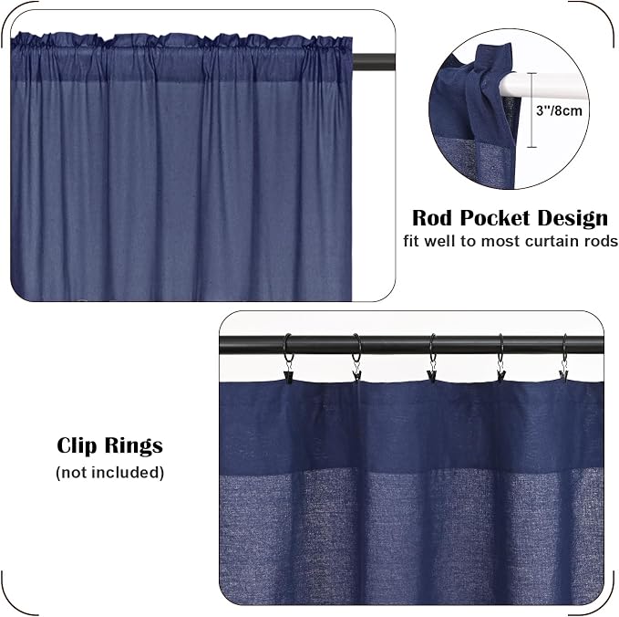 FRAMICS Boho Kitchen Curtains, 36 Inch Length, Farmhouse Cotton Linen Tier - Image 7
