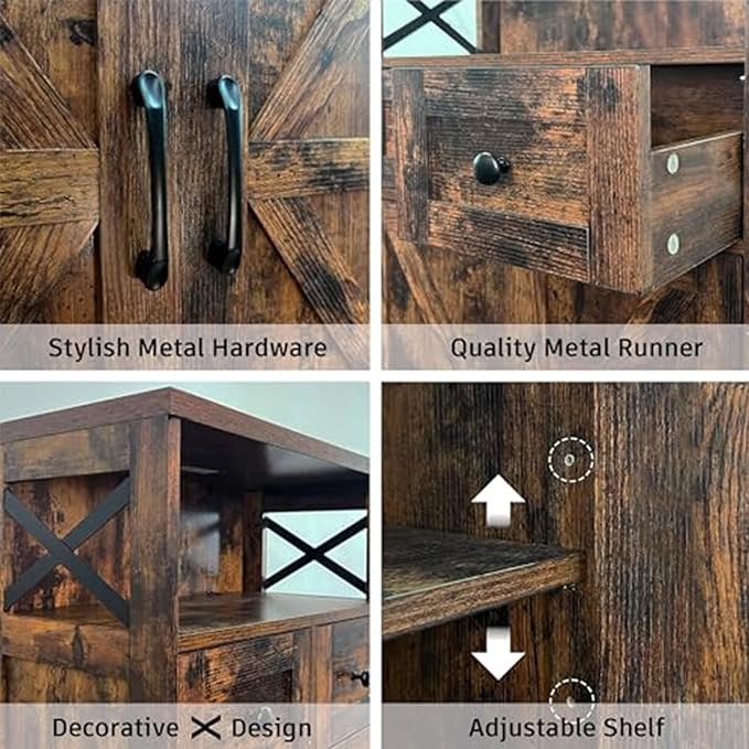 FiveWillowise Rustic Brown Farmhouse Storage Cabinet - Image 6