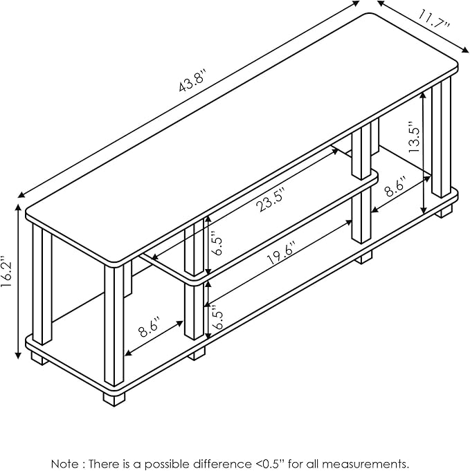 Furinno Turn-N-Tube No Tools 3D 3-Tier Entertainment TV Stand up to 50 inch TV - Image 6