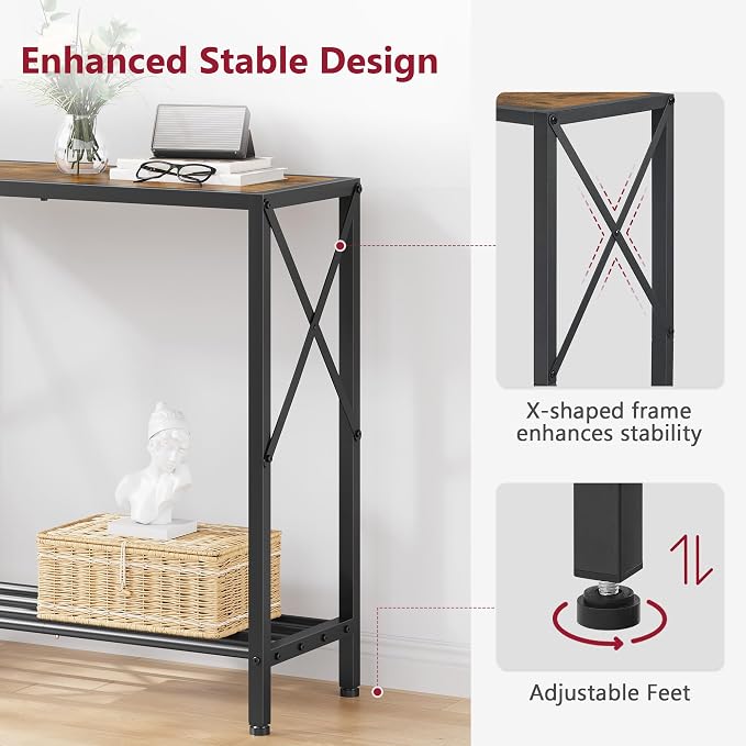 Tajsoon Console Table 28.3''L, 2 Tier Narrow Entryway Table - Image 5