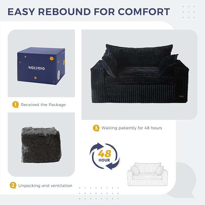 MAXYOYO 59" Bean Bag Sofa Couch, Loveseat Boneless Couch in a Box, Upholstered - Image 7