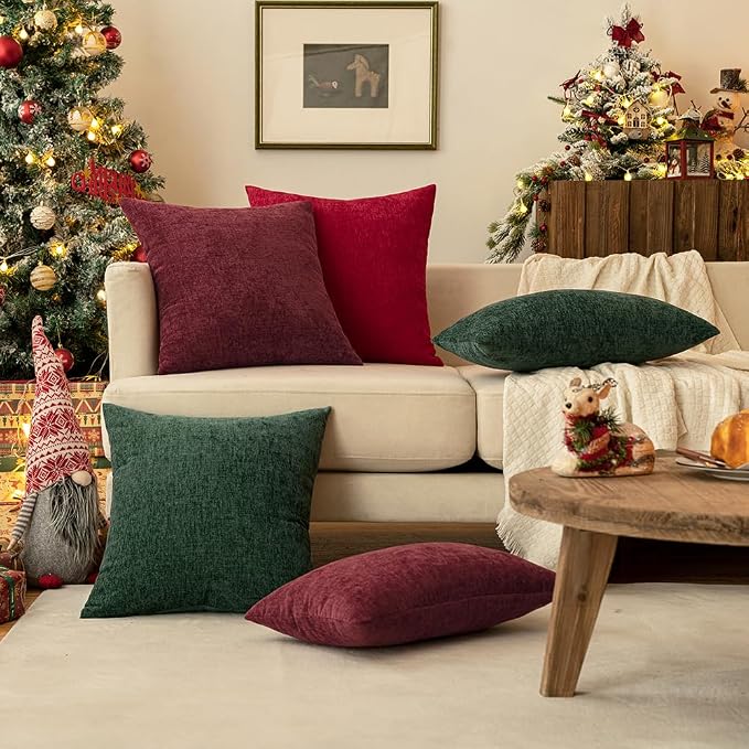MIULEE Pack of 2 Red Couch Throw Pillow Covers 18x18 Inch Soft Cushion Covers - Image 6