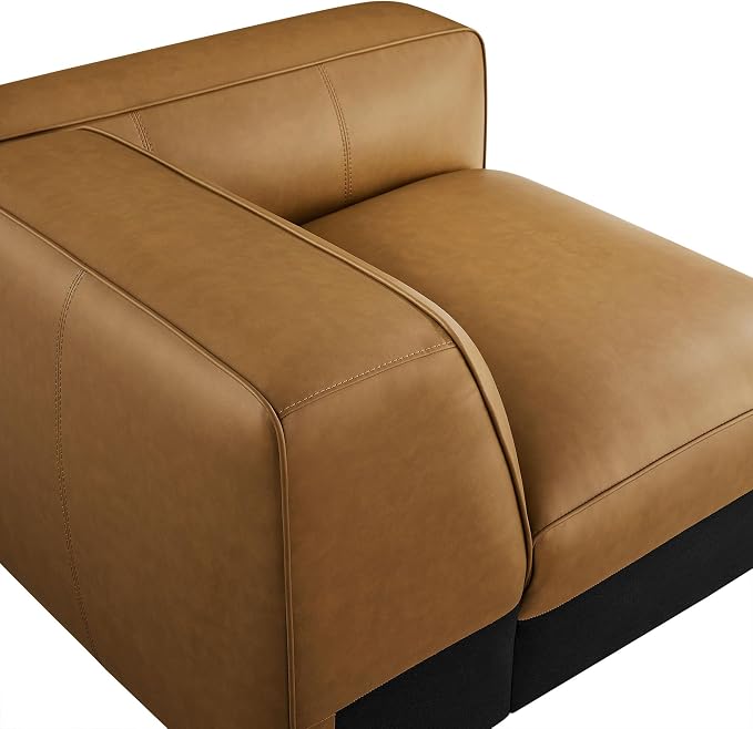Modway Auren Vegan Leather Right Modular Armchair in Camel - Image 9